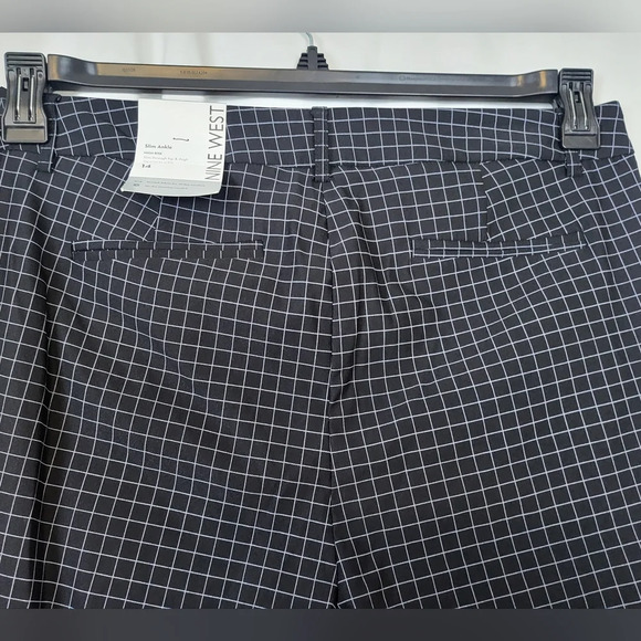 NWT Nine West Black & White Grid High Rise Slim Ankle Tappered Pants‎ Size 14 - Picture 6 of 8